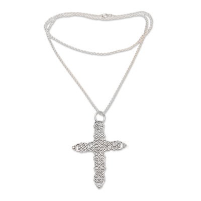 Halskette mit Anhänger aus Sterlingsilber - Halskette mit Kreuzanhänger aus Sterlingsilber aus Indonesien