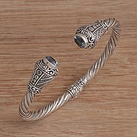 Blue topaz cuff bracelet, 'Regal Rope' - Rope Motif Blue Topaz Cuff Bracelet from Bali