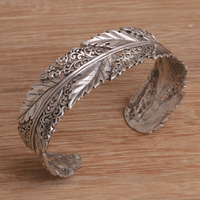 Sterling silver cuff bracelet, Flawless Leaves