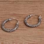 Sterling silver hoop earrings, 'Lightweight Feeling' - Artisan Crafted Sterling Silver Hoop Earrings from Bali