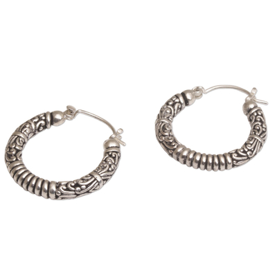 Artisan Crafted Sterling Silver Hoop Earrings from Bali - Lightweight ...