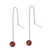 Carnelian threader earrings, 'Soaring Dawn' - Handmade Carnelian Threader Earrings 925 Sterling Silver
