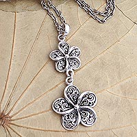 Handmade Sterling Silver Jasmine Flower Y-Necklace,'Sacred Jasmine'
