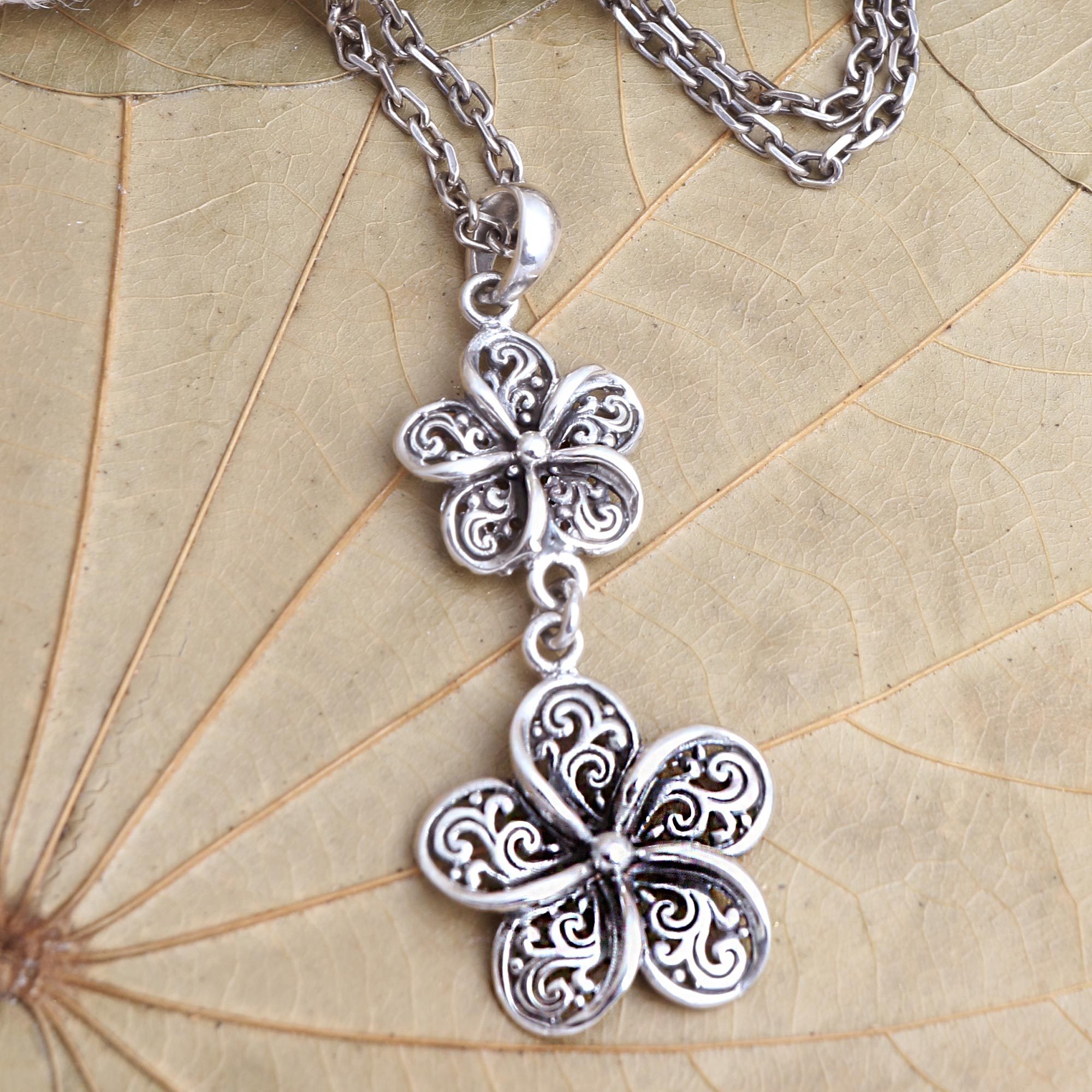 Handmade Sterling Silver Jasmine Flower YNecklace Sacred Jasmine