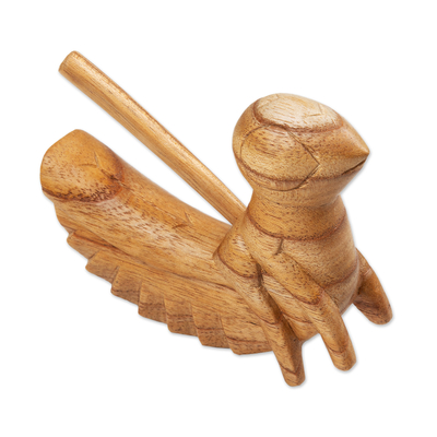 Wood percussion instrument, 'Cricket Melody' - Hand Carved Balinese Cricket Suar Wood Percussion Instrument