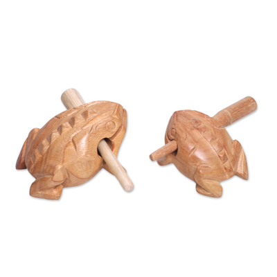 Handcarved Wood Frog Percussion Instruments from Bali