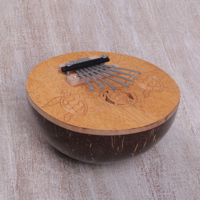 Daumenklavier aus Kokosnussschale - Handgefertigtes Daumenklavier aus balinesischer Kokosnussschale