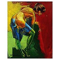 'El riesgo de la belleza' - Pintura original firmada de un joven desnudo artístico