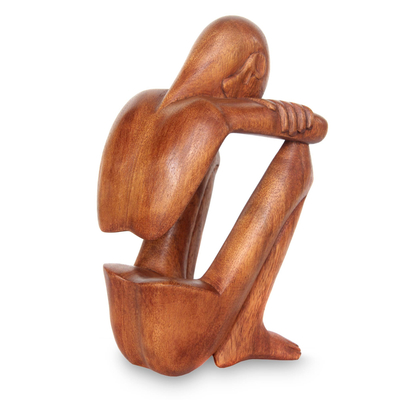 Hand Carved Suar Wood Sculpture - Abstract Rest