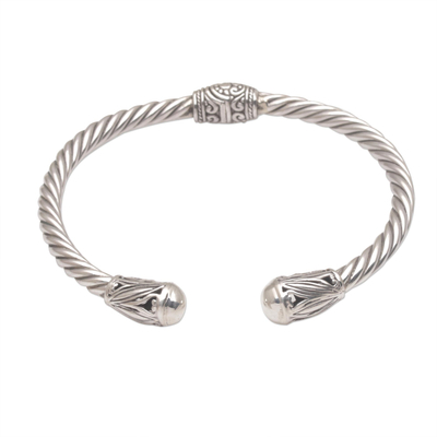 Sterling silver cuff bracelet, 'Eternal Garden' - Hand Crafted Sterling Silver Cuff Bracelet from Bali