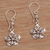 Sterling silver dangle earrings, 'Solitary Jepun' - Handmade 925 Sterling Silver Floral Earrings Indonesia (image 2b) thumbail