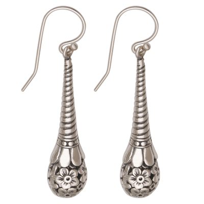 Sterling silver dangle earrings, 'Hanging Petals' - Artisan Hand Crafted 925 Sterling Silver Daisy Drop Earrings
