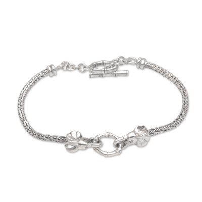 Sterling silver pendant bracelet, 'Elephant Scramble' - Handmade 925 Sterling Silver Elephant Pendant Bracelet