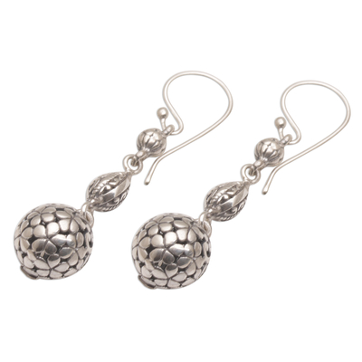 Sterling silver dangle earrings, 'Forest Orbs' - Indonesian Artisan Handmade 925 Sterling Silver Orb Earrings