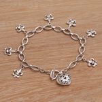 Sterling silver charm bracelet, 'Last Love' - Handmade 925 Sterling Silver Pendant Bracelet Heart