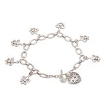 Sterling silver charm bracelet, 'Last Love' - Handmade 925 Sterling Silver Pendant Bracelet Heart