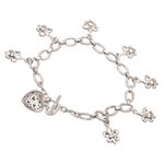 Sterling silver charm bracelet, 'Last Love' - Handmade 925 Sterling Silver Pendant Bracelet Heart