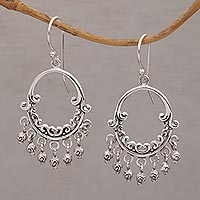 Sterling silver chandelier earrings, 'Dream Bell' - Handmade 925 Sterling Silver Dangle Chandelier Earrings