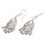 Sterling silver chandelier earrings, 'Ballroom Crest' - Artisan Handmade 925 Sterling Silver Chandelier Earrings