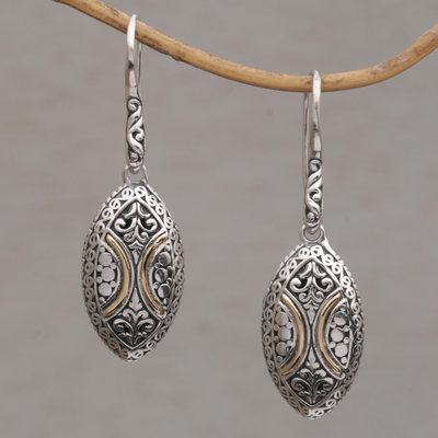 Gold accent sterling silver dangle earrings, Palatial Eternity