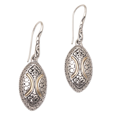Gold accent sterling silver dangle earrings, 'Palatial Eternity' - 18k Gold Accent Sterling Silver Dangle Earrings from Bali