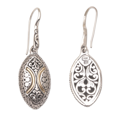 Gold accent sterling silver dangle earrings, 'Palatial Eternity' - 18k Gold Accent Sterling Silver Dangle Earrings from Bali