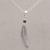 Garnet pendant necklace, 'Fleeting Feather' - Handmade 925 Sterling Silver Garnet Pendant Feather Necklace (image 2) thumbail