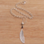 Garnet pendant necklace, 'Fleeting Feather' - Handmade 925 Sterling Silver Garnet Pendant Feather Necklace (image 2b) thumbail