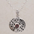 Garnet pendant necklace, 'Floral Eye in Red' - Artisan Handmade 925 Sterling Silver Garnet Pendant Necklace (image 2) thumbail