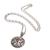 Garnet pendant necklace, 'Floral Eye in Red' - Artisan Handmade 925 Sterling Silver Garnet Pendant Necklace thumbail