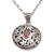 Garnet pendant necklace, 'Floral Eye in Red' - Artisan Handmade 925 Sterling Silver Garnet Pendant Necklace (image 2d) thumbail