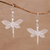 Sterling silver filigree dangle earrings, 'Soaring Dragonflies' - Dragonfly-Shaped Silver Filigree Dangle Earrings from Bali