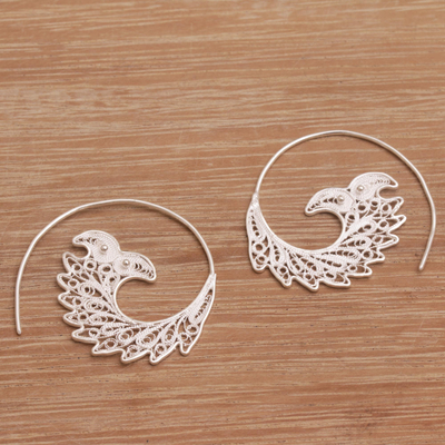 Sterling silver filigree half-hoop earrings, 'Spiraling Up' - Handmade Silver Filigree Half-Hoop Earrings from Bali