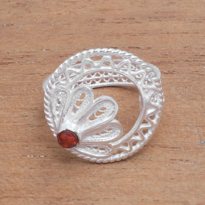 Quartz filigree cocktail ring, 'Indonesian Peacock' - Clear Quartz Sterling Silver Filigree Ring from Indonesia