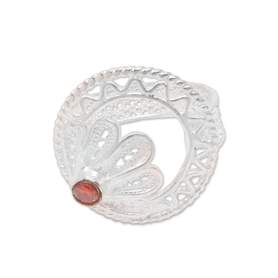 Quartz filigree cocktail ring, 'Indonesian Peacock' - Clear Quartz Sterling Silver Filigree Ring from Indonesia