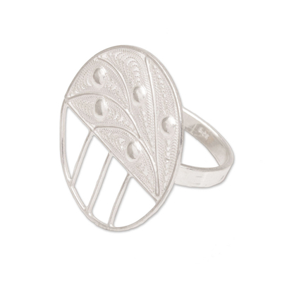 Sterling silver filigree cocktail ring, 'Quasar' - Modern Sterling Silver Filigree Cocktail Ring from Indonesia