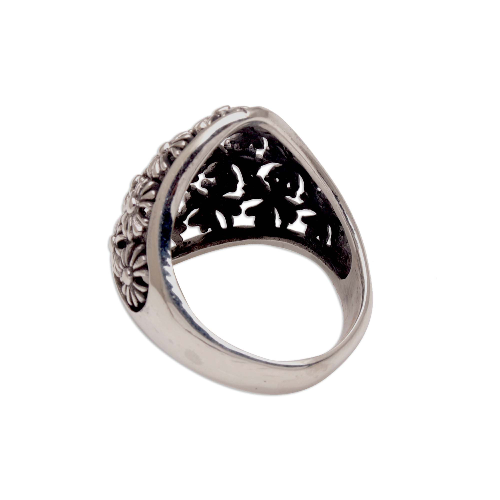 Handmade 925 Sterling Silver Floral Cocktail Ring - Sunflower Delight ...