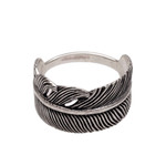 Sterling silver band ring, 'Focused Feather' - Handmade 925 Sterling Silver Feather Cocktail Ring
