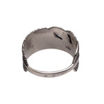 Sterling silver band ring, 'Focused Feather' - Handmade 925 Sterling Silver Feather Cocktail Ring