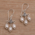 Cultured freshwater pearl dangle earrings, 'Winter Snowfall' - Cultured Freshwater Pearl Sterling Silver Dangle Earrings