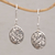 Sterling silver dangle earrings, 'Pebbles & Leaf' - Handmade 925 Sterling Silver Oval Earrings Indonesia (image 2) thumbail