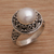 Cultured pearl cocktail ring, 'Shining Kingdom' - Handmade 925 Sterling Silver Cultured Pearl Cocktail Ring (image 2c) thumbail