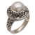 Cultured pearl cocktail ring, 'Shining Kingdom' - Handmade 925 Sterling Silver Cultured Pearl Cocktail Ring (image 2g) thumbail