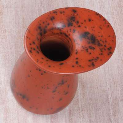 Terracotta decorative vase, 'Stay' - Hand Crafted Decorative Terracotta Vase from Indonesia