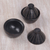 Keramik-Deckelschalen, (Paar) - Indonesische schwarze Keramikschalen mit kegelförmigen Deckeln (Paar)