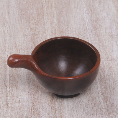 Ceramic condiment bowl, 'Mataram Spice' - Handcrafted Ceramic 5-Oz Condiment Bowl from Lombok Island