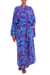 Batik rayon robe, 'Daydream in Violet' - Purple Blue Batik Print Long Sleeved Rayon Robe with Belt (image 2b) thumbail