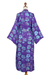 Batik rayon robe, 'Daydream in Violet' - Purple Blue Batik Print Long Sleeved Rayon Robe with Belt (image 2g) thumbail