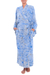 Batik rayon robe, 'Ubud Grove' - Green and Blue Batik Print Long Sleeved Rayon Robe with Belt (image 2e) thumbail