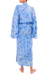 Batik rayon robe, 'Ubud Grove' - Green and Blue Batik Print Long Sleeved Rayon Robe with Belt (image 2f) thumbail
